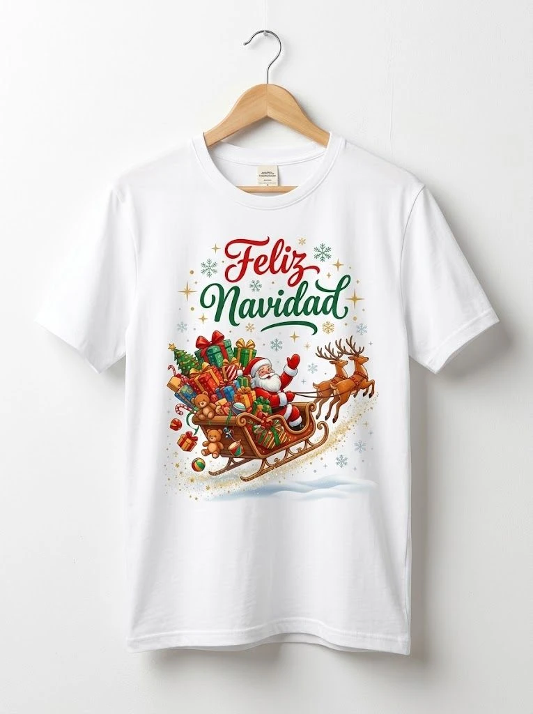Polo navideño de Papá Noel en trineo - Imagen 1